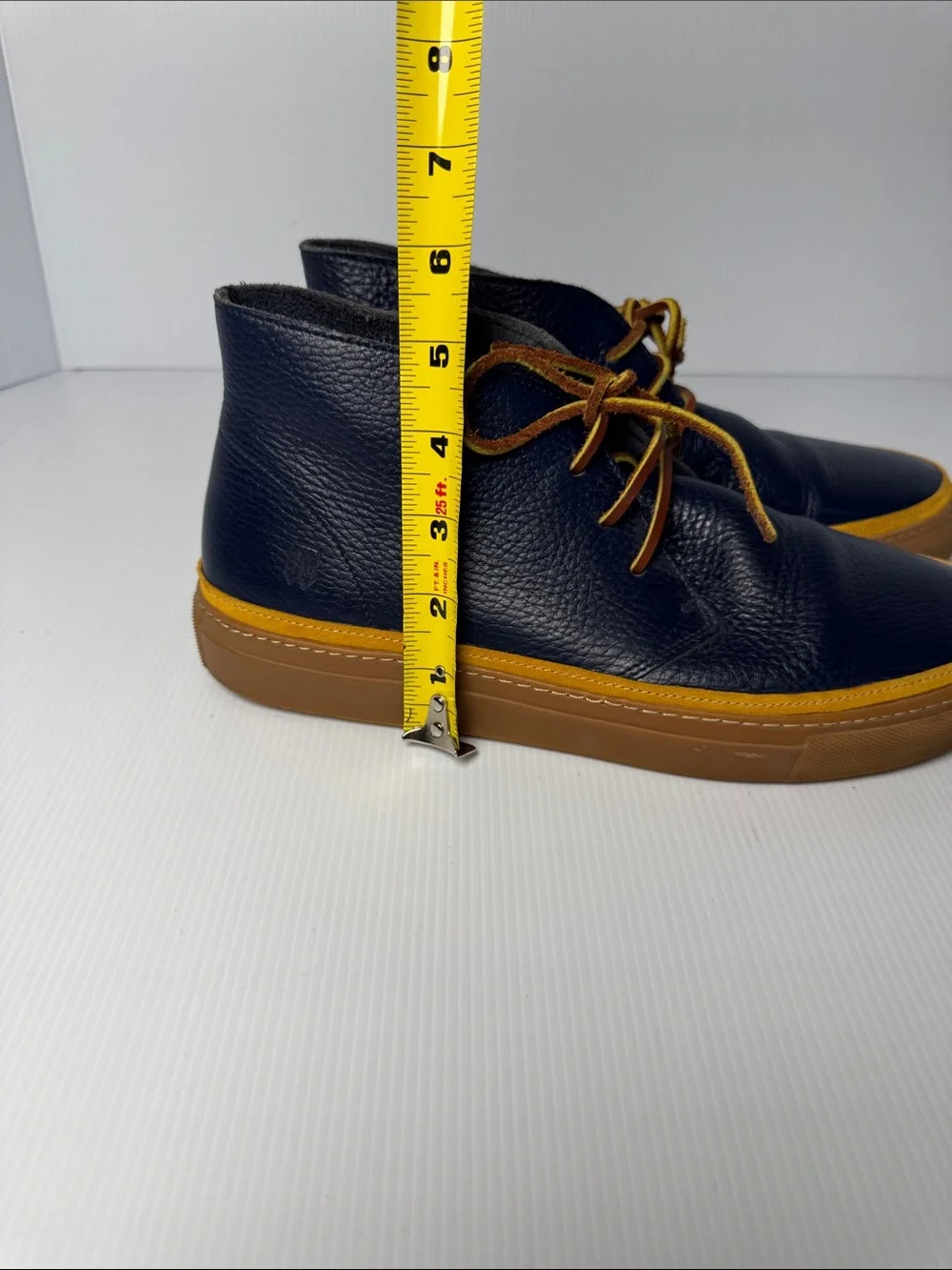 NOAH WAXMAN Hamilton Chukka Sneakers Men's Cobalt Navy Blue Leather US 8 - 41.5